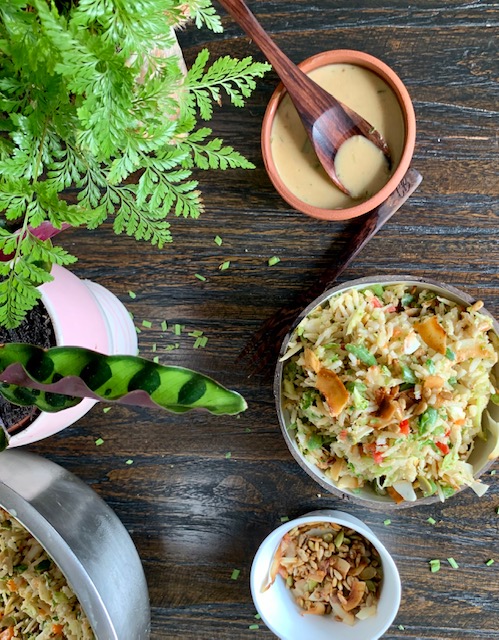 Thai inspired raw veggie rice&nbsp;salad.