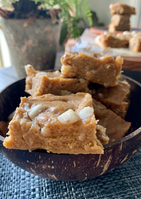 Gooey cream cheese blondie.