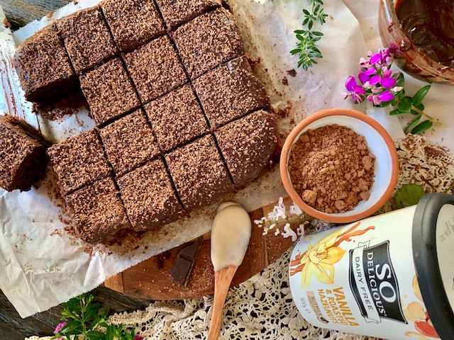 Vegan Brownie with Chocolate&nbsp;Frosting.